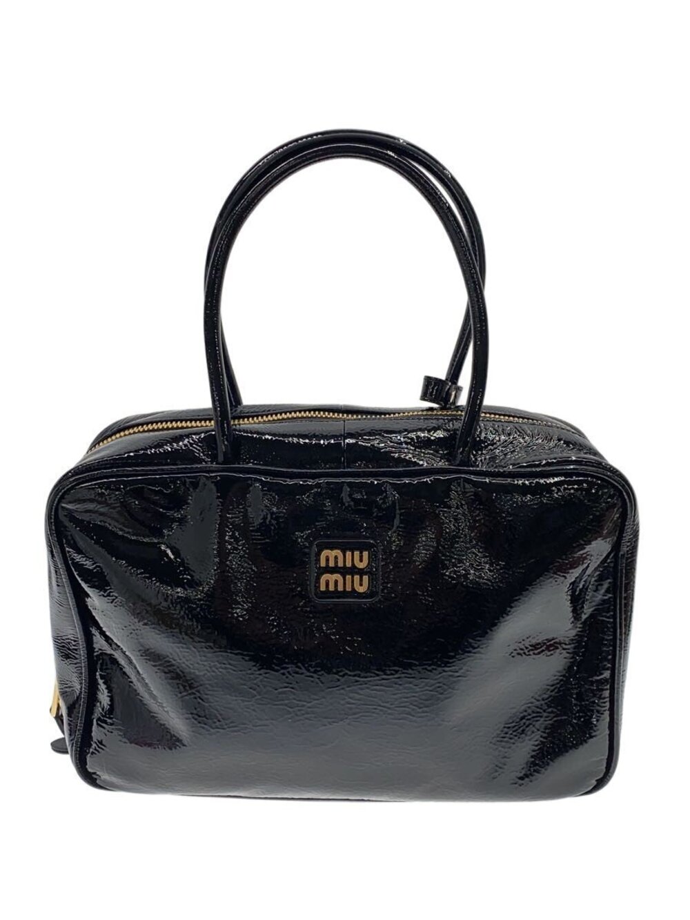 Miu Miu Bow Bag Handbag Patent Vernis Leather Black